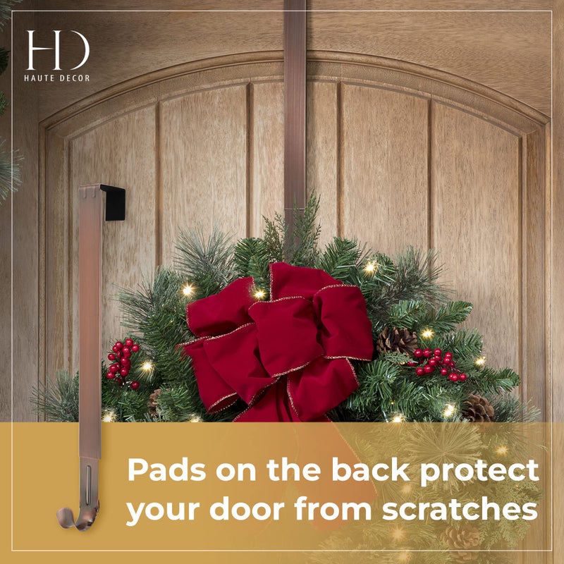 Haute Decor Adjustable Length Over The Door Wreath Hook and Hangers - 2 Pack- Oil Rubbed Bronze - Strong Holds up to 20 lbs. - Set of 2 Identical Wreath Hangers Included - Image 5